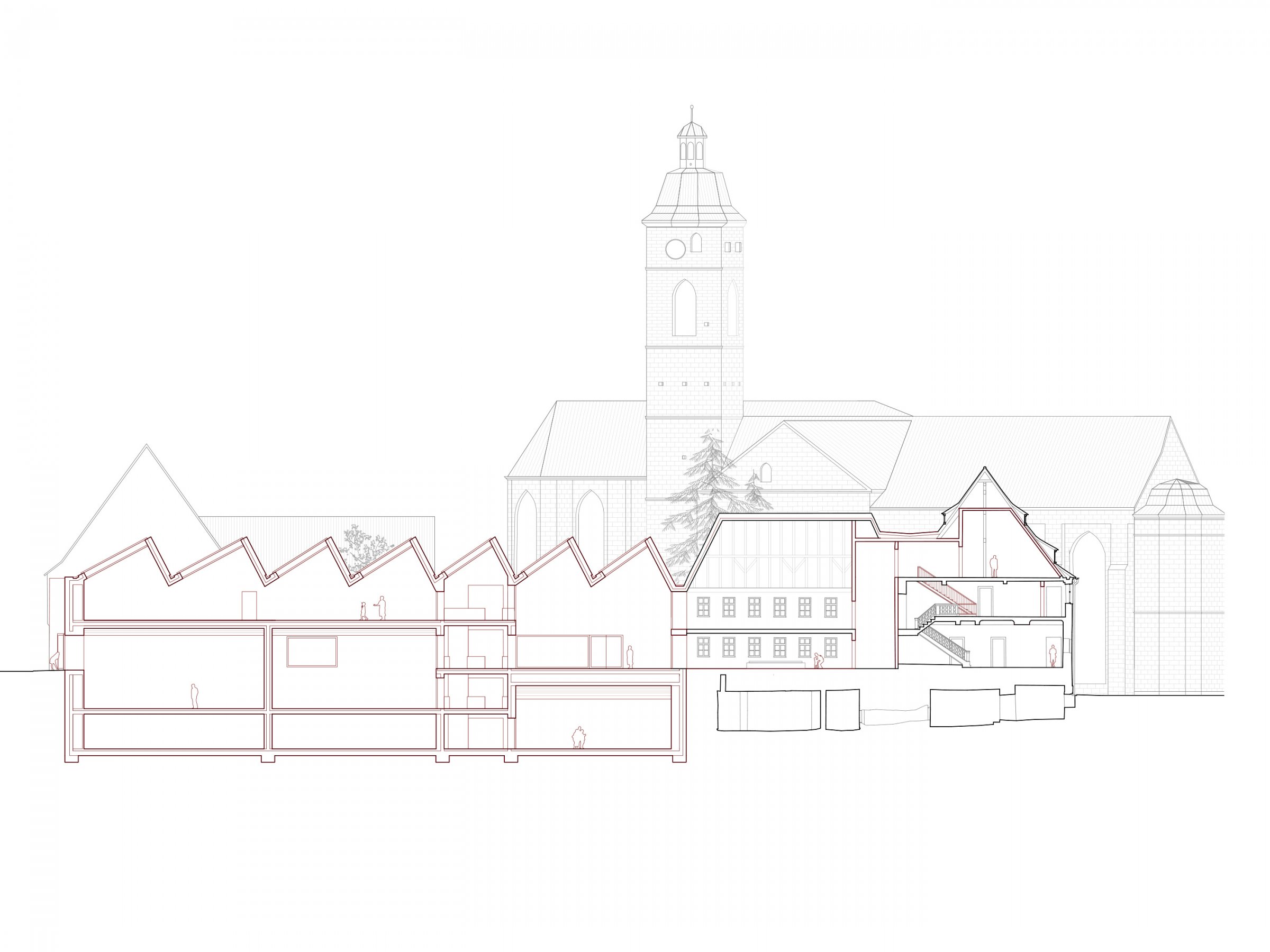 Kulturforum Martin-Luther-Platz Schweinfurt, longitudinal section 