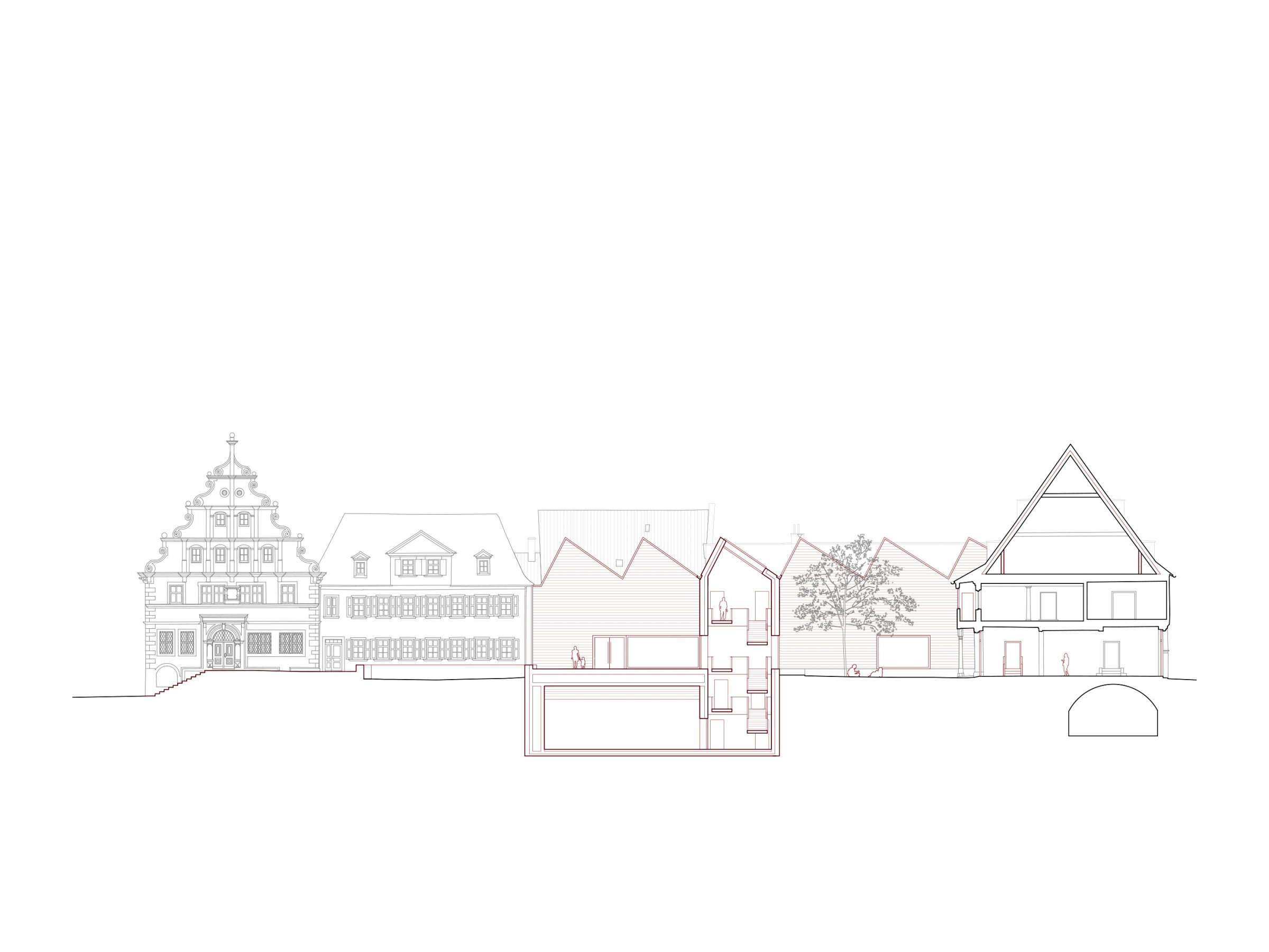 Kulturforum Martin-Luther-Platz Schweinfurt, longitudinal section 