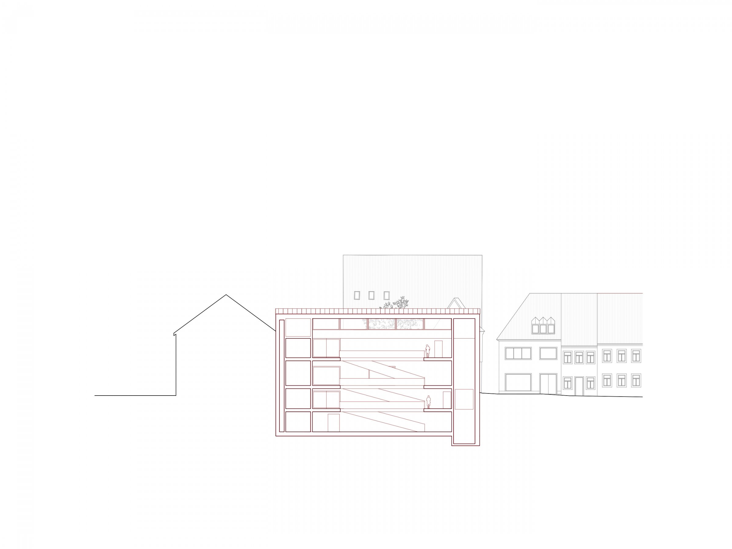 Kulturforum Martin-Luther-Platz Schweinfurt, cross section 